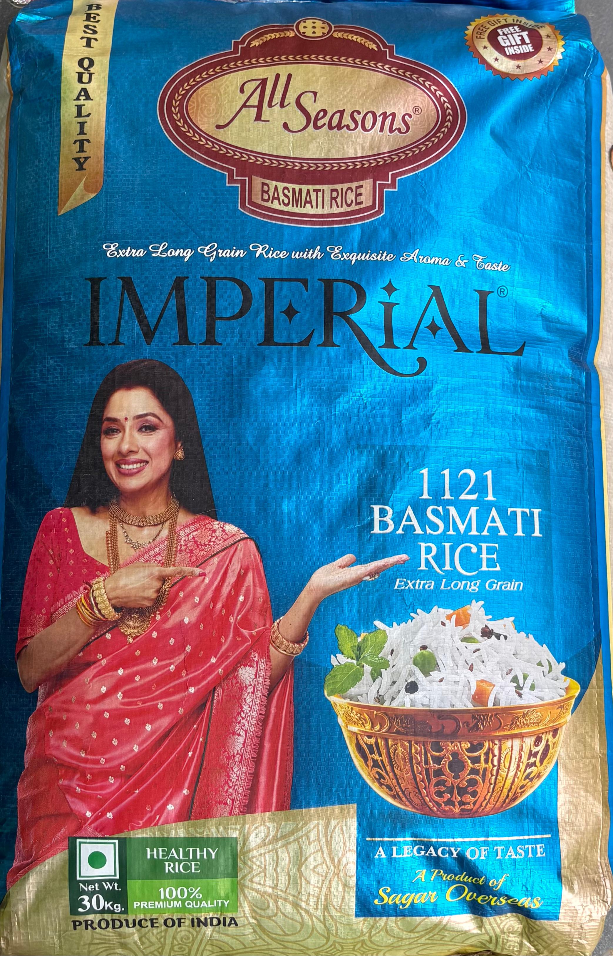 All Seasons Imperial 1121 Basmati Rice 30 KG