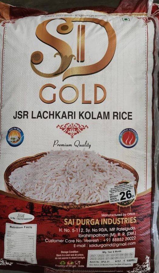 SD gold jsr lachkari kolam jsr raw rice 26 kg 