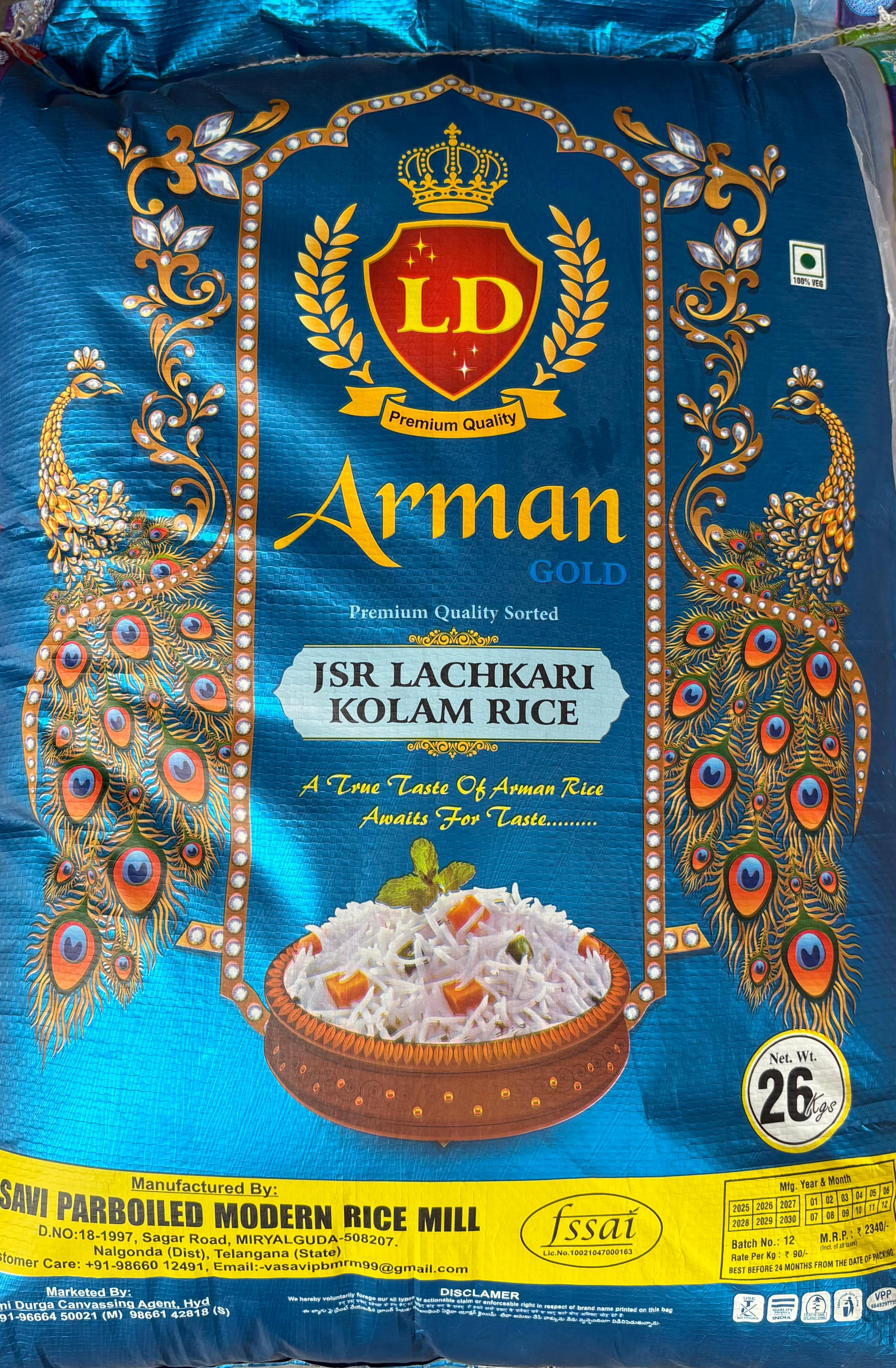 Arman Gold JSR Lachkari Kolam Rice 26 KG
