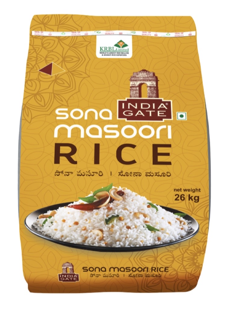 India Gate Sona Masoori Raw Rice 26 KG